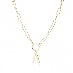 Colier argint cu initiala litera A placat cu aur galben DiAmanti LZ0005NG_A-DIA (Argint 925‰ 6 g.)